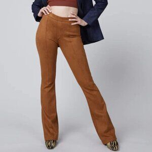 NWT Spanx Camel Brown suede flare trousers pants in size medium